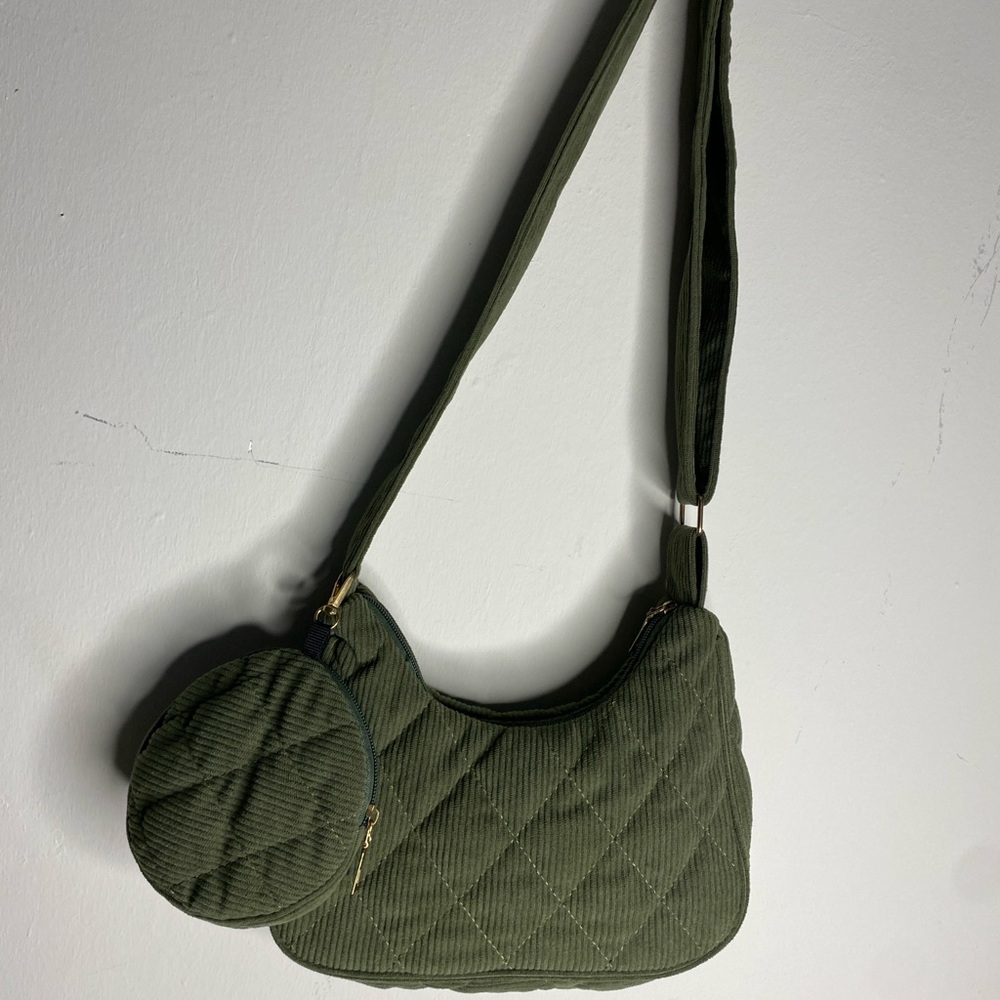 Olive Quilted Shoulder Bag Set